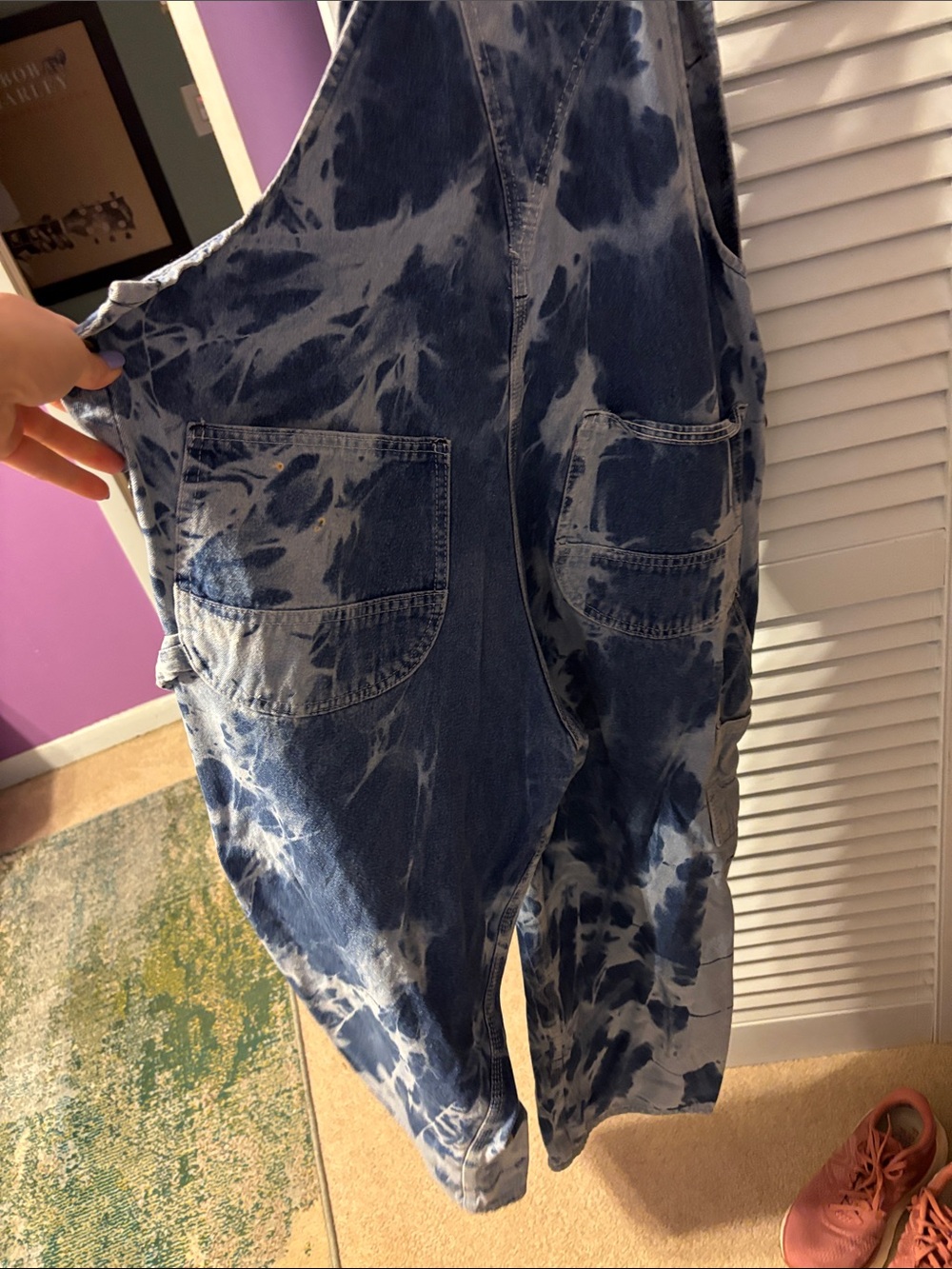 Tie-Dye Blue Denim Women’s Jeans Overalls - Picture 4 of 5